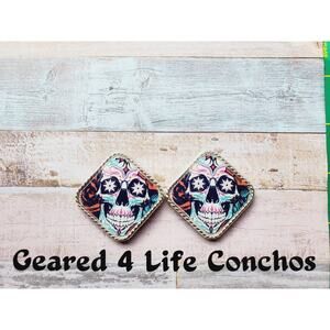Sugar skull conchos, custom conchos, saddle conchos for tack, unique concho